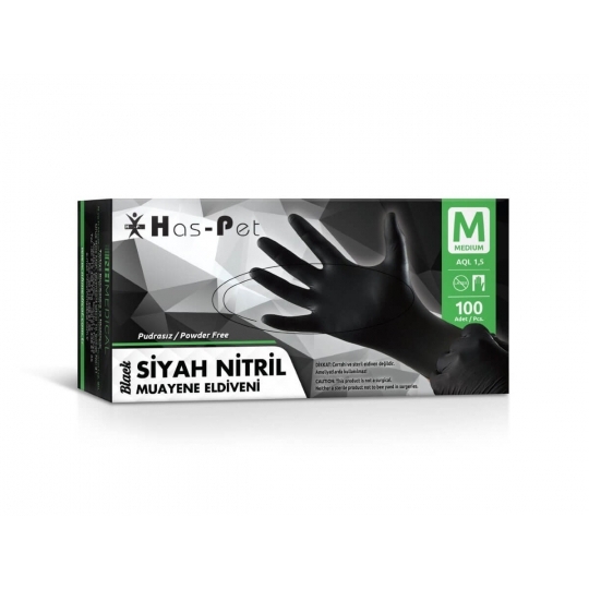 Haspet Siyah Nitril Pudrasız Eldiven Haspet Siyah Nitril Pudrasız Eldiven