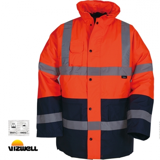 Vizwell™ VWJK05 300 D Oxford İki Renkli Reflektörlü Parka Vizwell™ VWJK05 300 D Oxford İki Renkli Reflektörlü Parka
