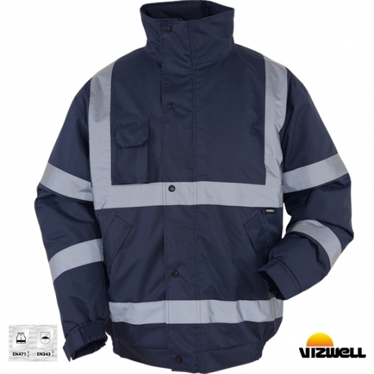 Vizwell™ VWJK04N 300 D Oxford Reflektörlü Lacivert Bomber Mont Vizwell™ VWJK04N 300 D Oxford Reflektörlü Lacivert Bomber Mont